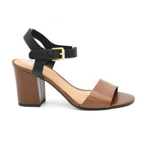 Franco Sarto Yukon Brown Black Block Heel Sandals